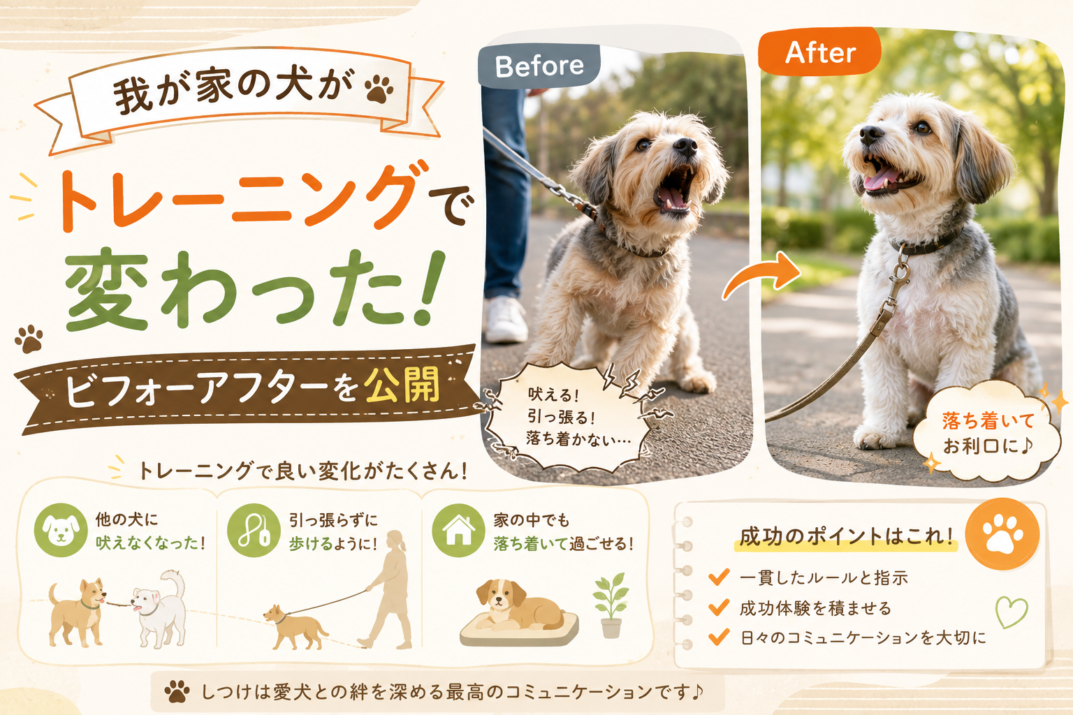 我が家の犬がトレーニングで変わった!ビフォーアフターを公開