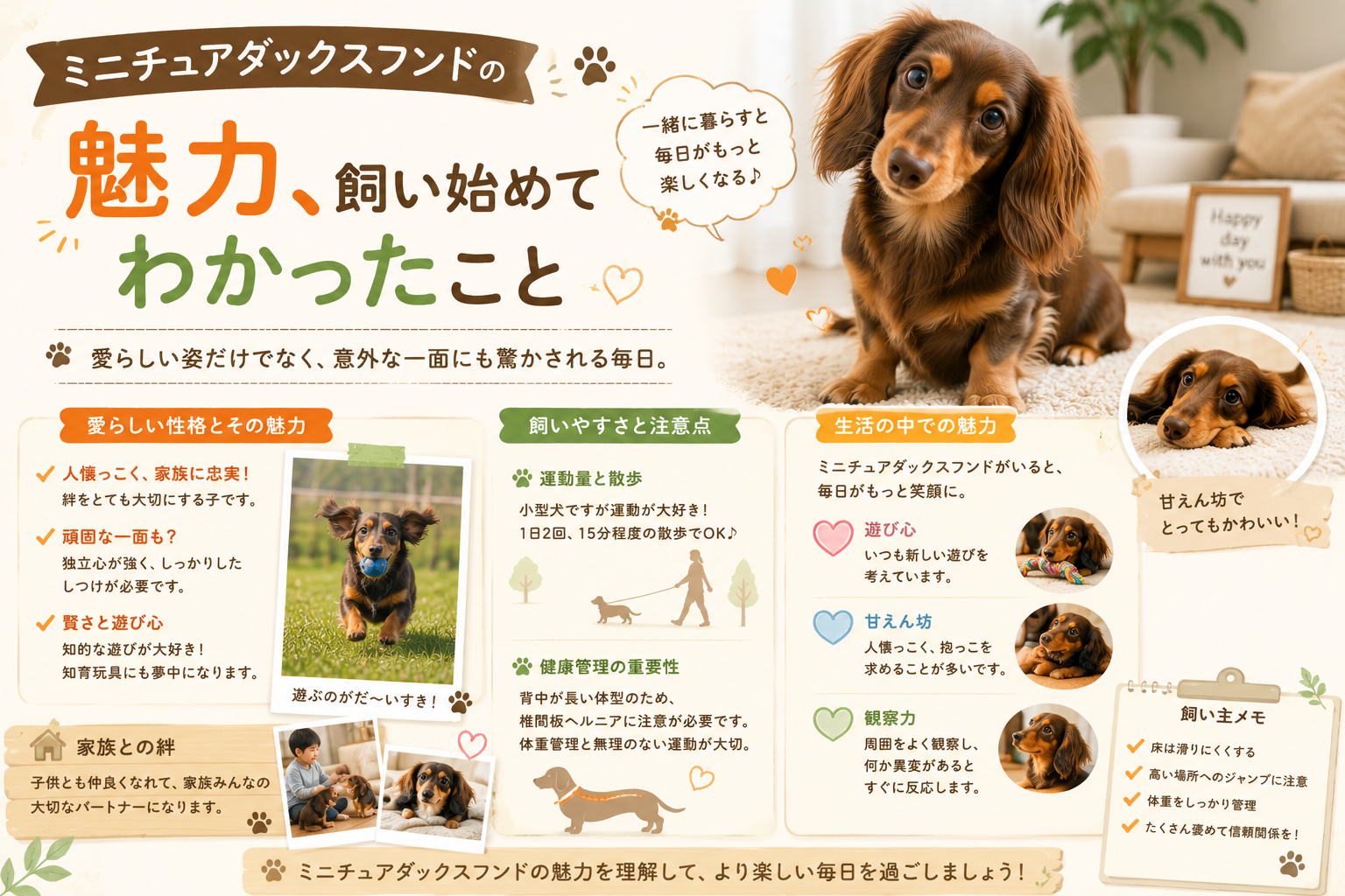 ミニチュアダックスフンドの魅力、飼い始めてわかったこと